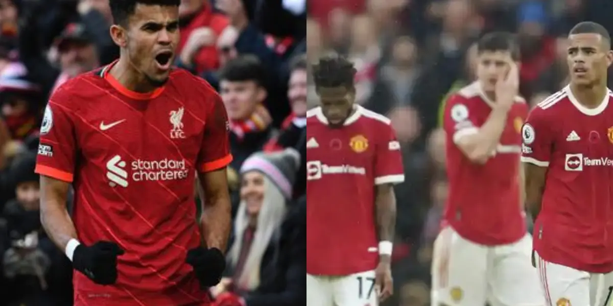 El jugador colombiano marcó al minuto 5 del partido de Liverpool ante los diablos rojos en la Premier League.