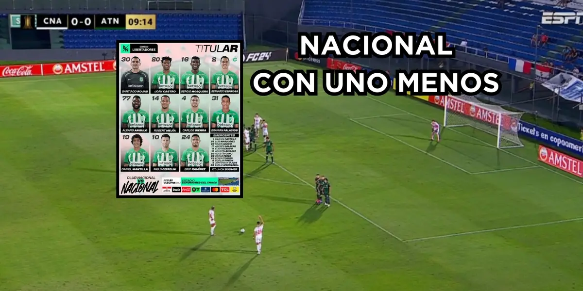 El jugador con mucha inseguridad Asunción. Foto captura de pantalla de ESPN, titular de Nacional de Twitter @nacionaloficial.