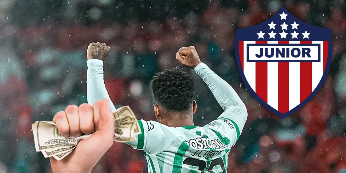 El jugador de Nacional que ahora pretende a toda costa el Junior de Barranquilla Foto: Nacionaloficial, Pexels y Escudoteca
