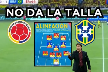 El jugador fue uno de los peores de Colombia contra Brasil.