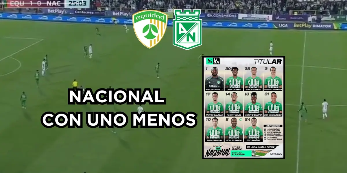 El jugador no daba la talla. Foto captura de pantalla, Nacional de Twitter @nacionaloficial, logos de Wikipedia.