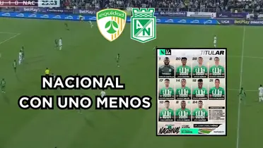 El jugador no daba la talla. Foto captura de pantalla, Nacional de Twitter @nacionaloficial, logos de Wikipedia.