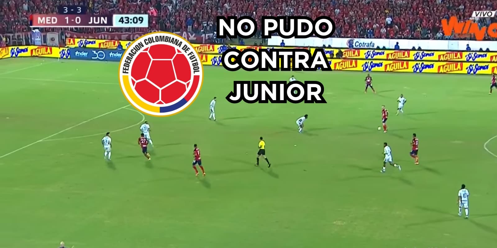El jugador quiere ser llamado por Lorenzo. Foto captura de pantalla Win Sports, logo FCF de Wikipedia.