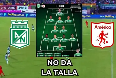 El jugador con bajo rendimiento en el juego de Atlético Nacional contra el América de Cali.