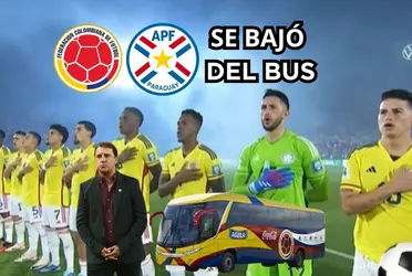 El jugador se bajó solo del bus de la Selección Colombia.