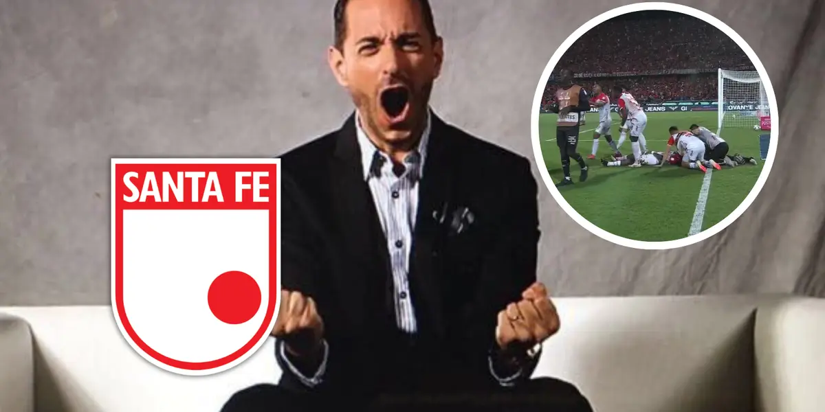 El periodista y reconocido relator argentino dejó su mensaje para la gesta de Independiente Santa Fe Foto: Captura de X, Win Sports y Escudoteca