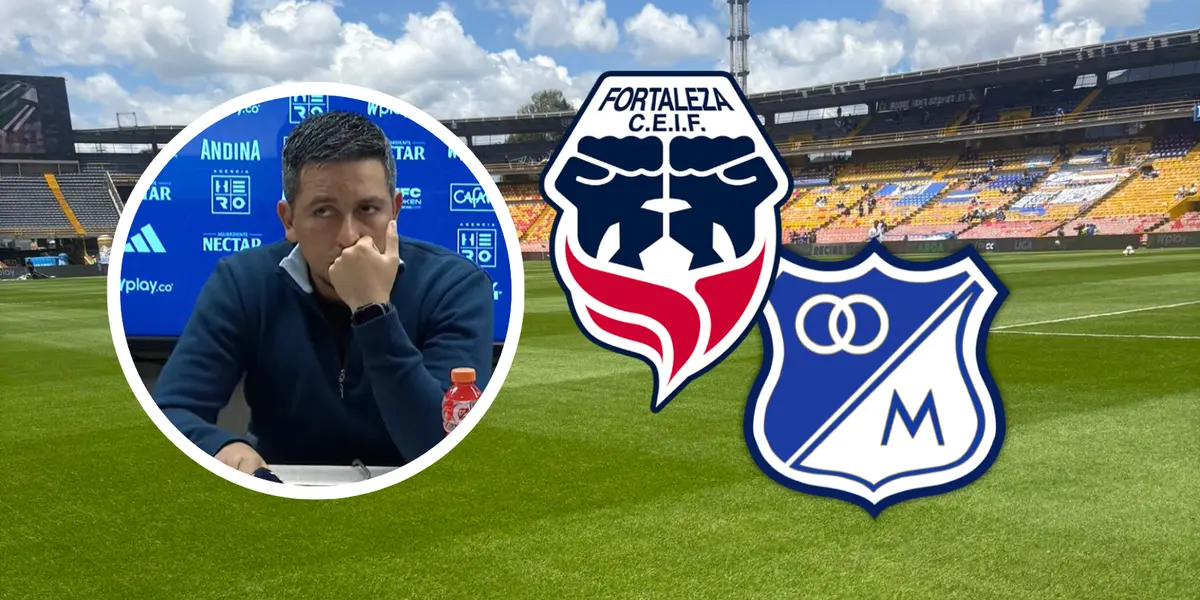 El picante mensaje del DT de Fortaleza por el Estadio El Campín Foto: Captura de DIMAYOR, Escudoteca y Fortaleza CEIF