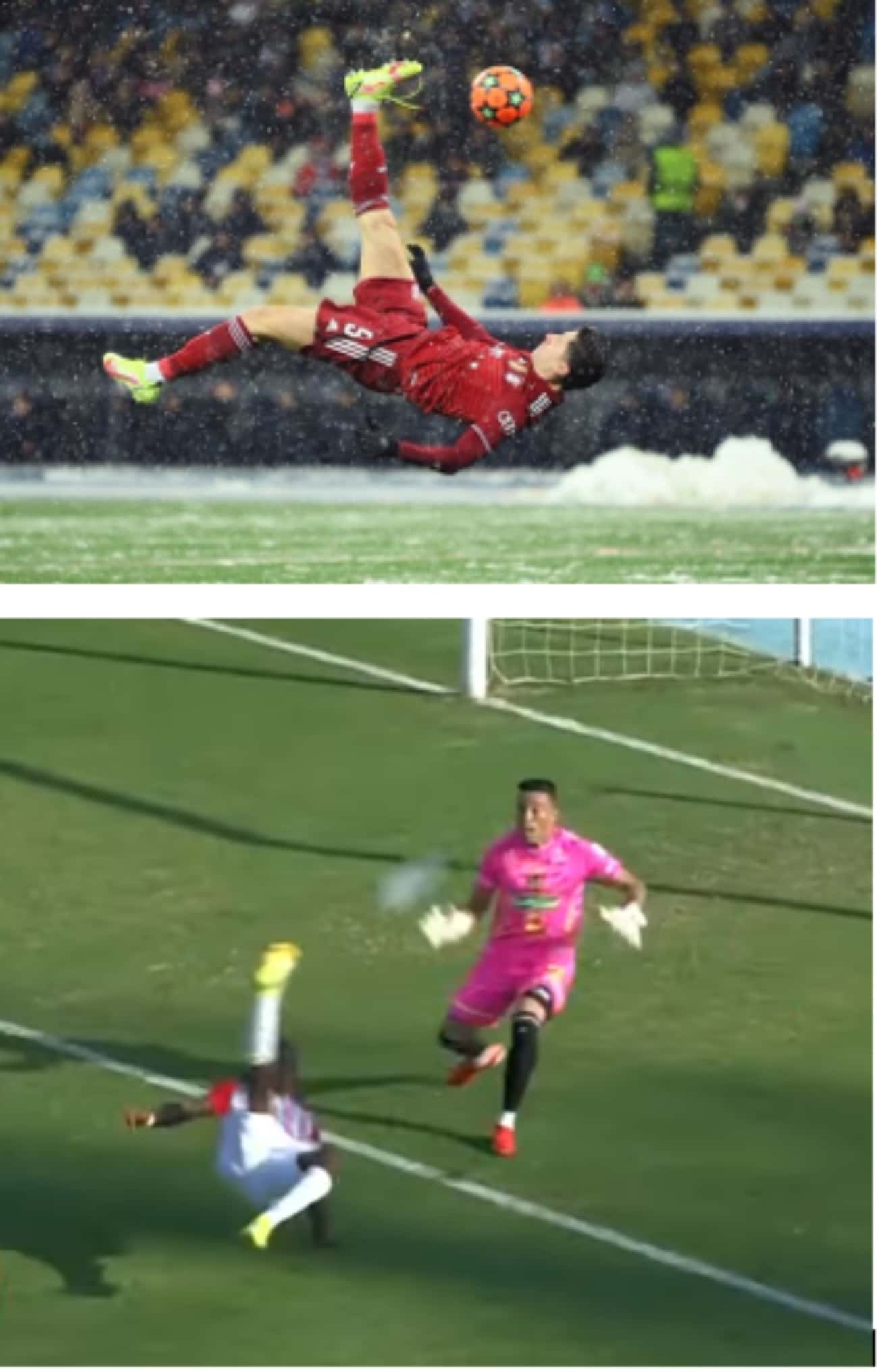 El polaco abrió el marcador en la nieve de Kiev entre el Dinamo y Bayern Múnich.