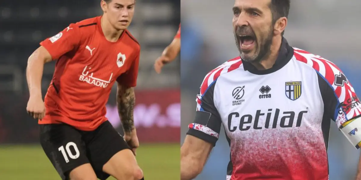 El portero italiano sigue vigente en el fútbol de su país y le dio una lección al volante colombiano.