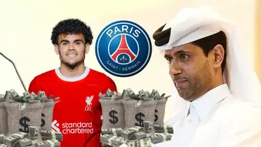 El PSG quiere a Luis Díaz. Foto de Nasser tomada de Daily Mail, Díaz de Liverpool Web Site.
