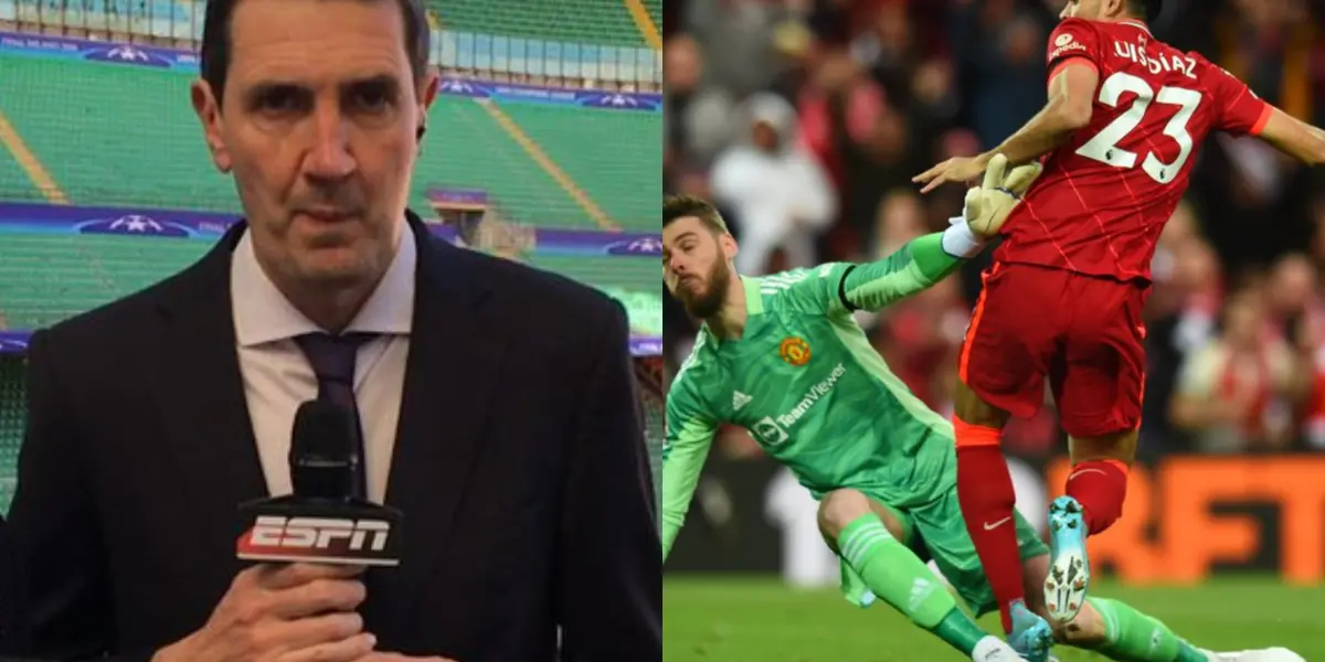 El relator argentino destacó la actuación de Luis Díaz contra el Manchester United.