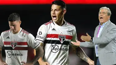El sablazo del DT Jorge Luis Pinto a James Rodríguez por tronco en el Sao Paulo (Foto tomada de AS)
