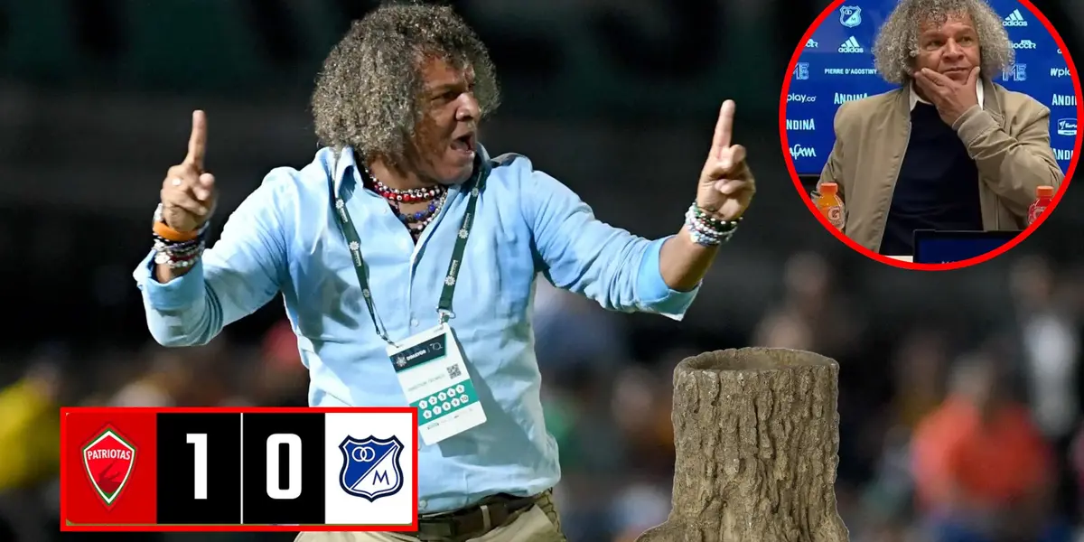El técnico volvió a dar el mismo discurso tras la caída de Millonarios (Foto tomada de Goal, redes Patriotas y Antena 2)