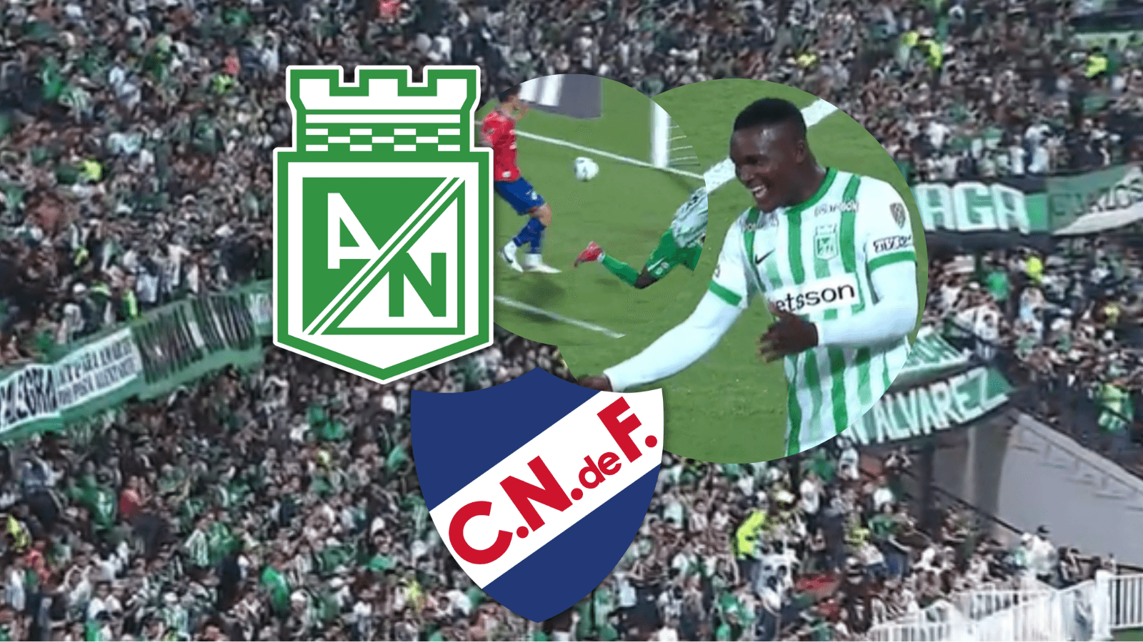 El tremendo gol de Kevin Viveros para desatar la locura en el Atanasio Foto: Captura de ESPN y Escudoteca