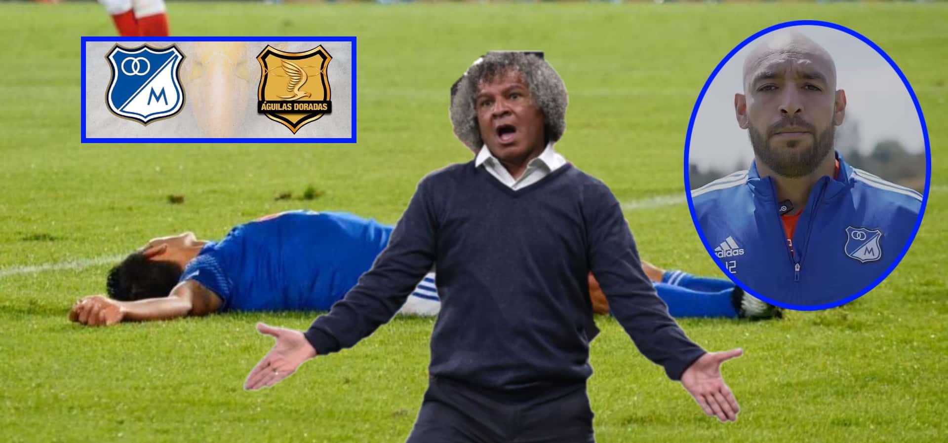 El tronco de Millonarios que regaló el gol de Águilas Doradas (Foto tomada de redes X, Futbolred, El Tiempo)