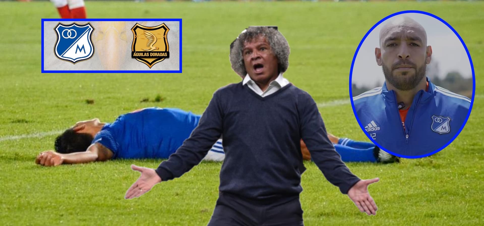 El tronco de Millonarios que regaló el gol de Águilas Doradas (Foto tomada de redes X, Futbolred, El Tiempo)