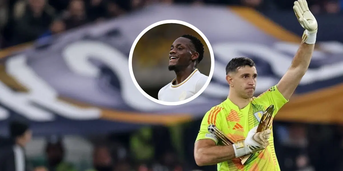 Emiliano Martínez y Jhon Jader Durán Foto: Canal 12 y AFP