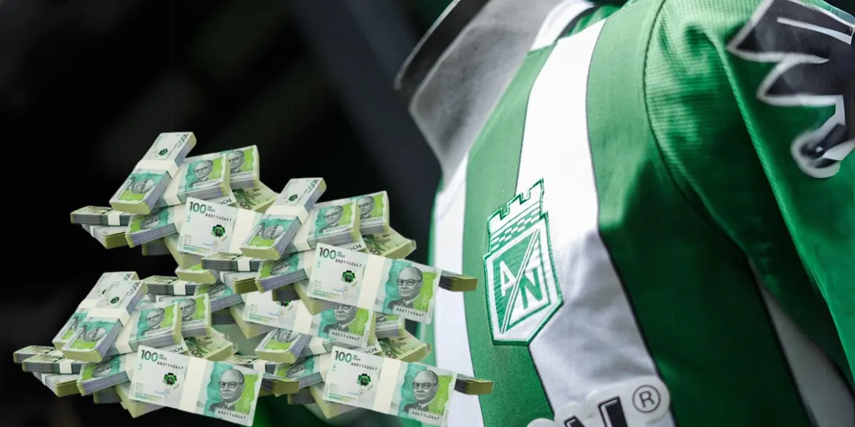 Escudo de Atlético Nacional en la camiseta y pesos colombianos