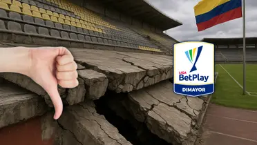 Este estadio del FPC se cae literalmente a pedazos y esto hará el club de la Liga Betplay Foto: Escudoteca, Pexels y creada con Chat GPT