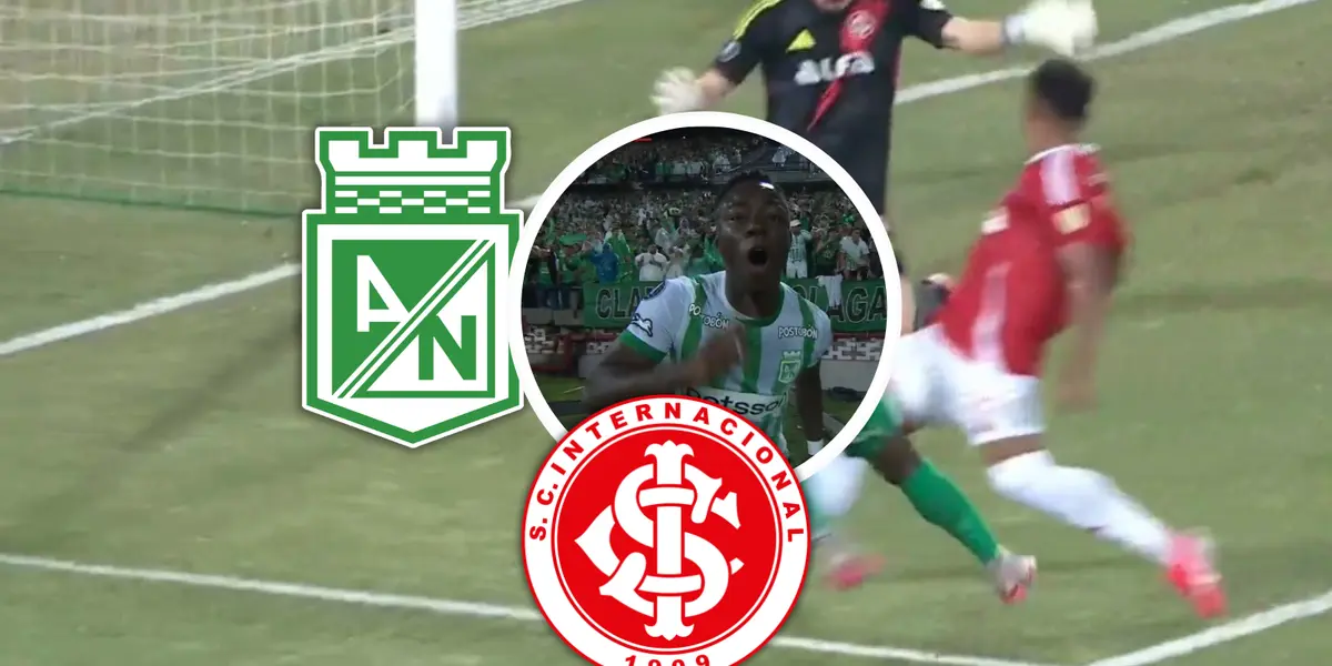 Este fue el gesto de Hinestroza que encendió la polémica tras su gol en la Libertadores. Foto: Captura de ESPN y Escudoteca