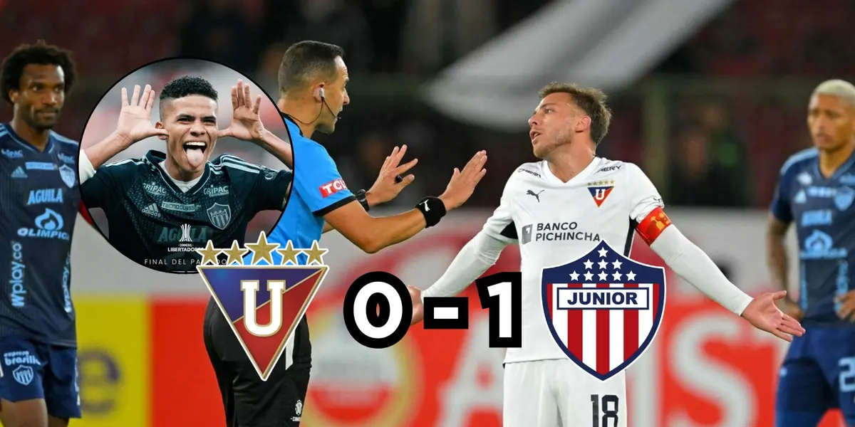 Ezequiel Piovi de LDU Quito le reclama al árbitro