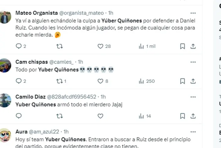 Los hinchas revelaron que Yuber Quiñones armó la pelea en Millonarios vs Nacional&nbsp;
