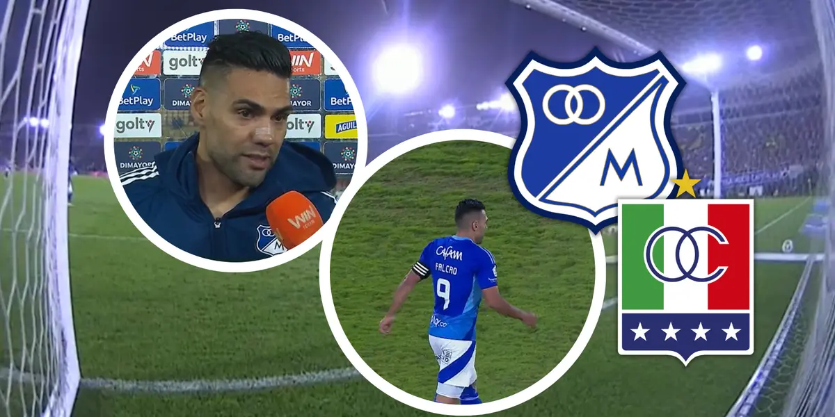 Falcao no se escondió y asumió el liderazgo tras el empate de Millonarios en el cuadrangular.  Foto: Captura de Win Sports y Escudoteca