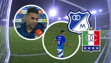 Falcao no se escondió y asumió el liderazgo tras el empate de Millonarios en el cuadrangular.  Foto: Captura de Win Sports y Escudoteca