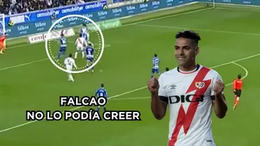 Falcao se comió un gol cantado. Foto captura de pantalla Rayo Vallecano y Falcao de fichajes.com