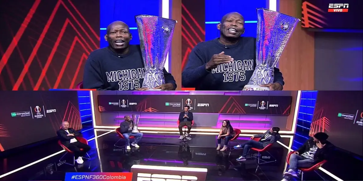 Faustino Asprilla tuvo en sus manos la copa de la Europa League.