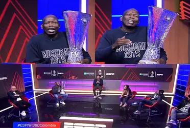 Faustino Asprilla tuvo en sus manos la copa de la Europa League.