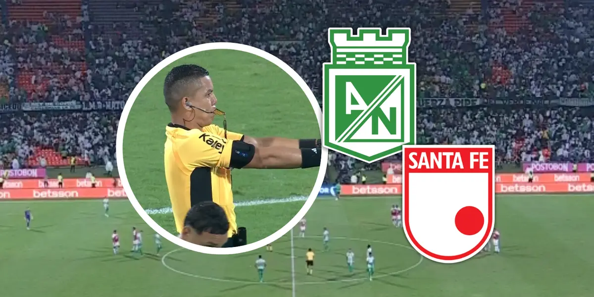 Final en el Atanasio, Atlético Nacional e Indepeniente Santa Fe igualaron por 1 a 1 Foto: Escudoteca y Captura de Win Sports