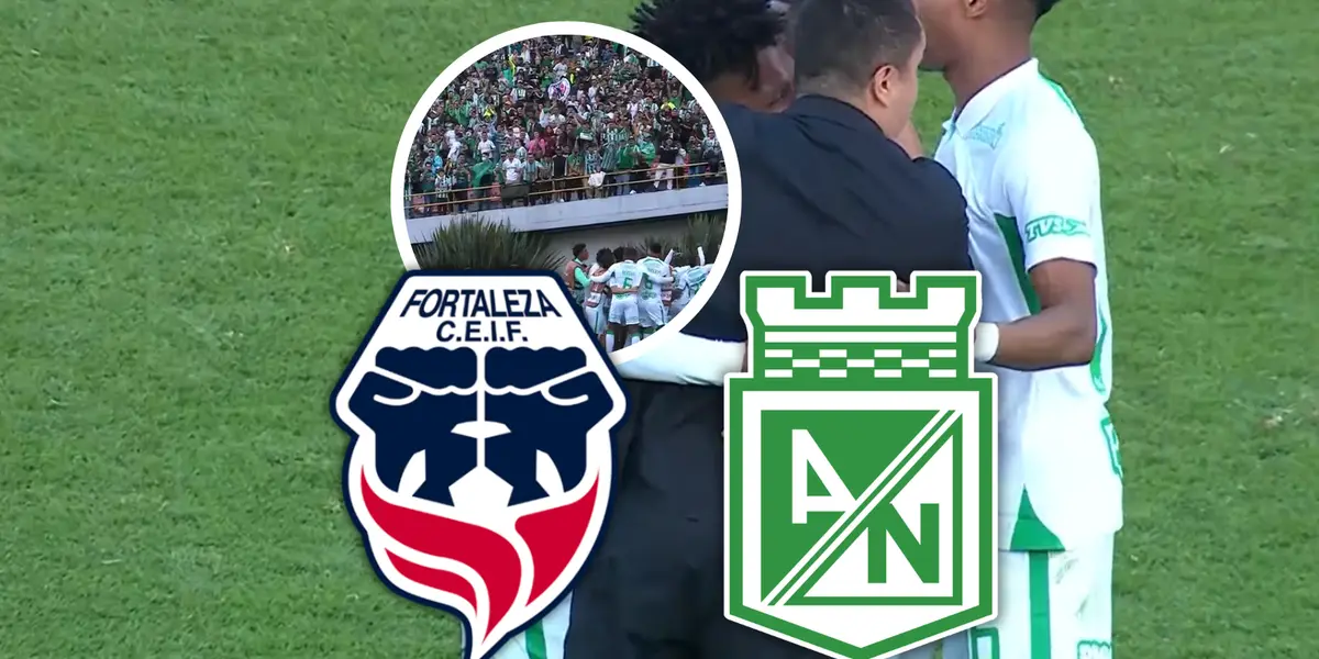Fortaleza vs Atlético Nacional Foto: Captura de Win Sports y Escudoteca