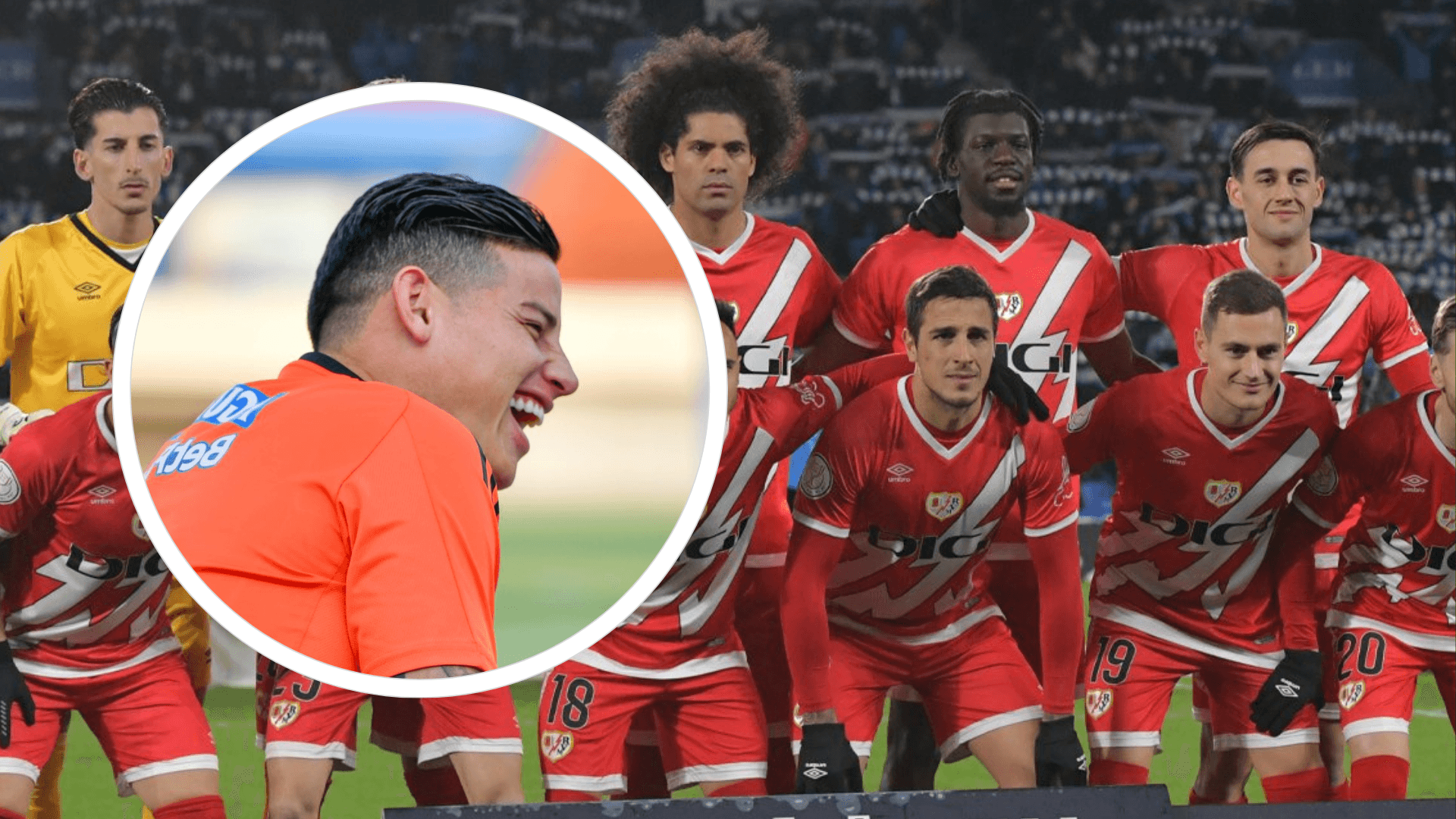 Foto: redes de Rayo Vallecano y James Rodríguez.