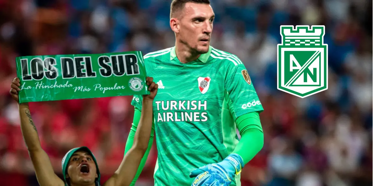 Franco Armani con el buzo de River Plate.