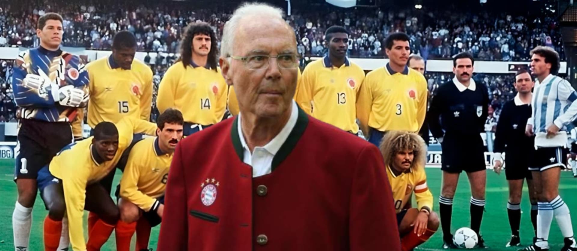Franz Beckenbauer y exjugadores de la Selección Colombia.