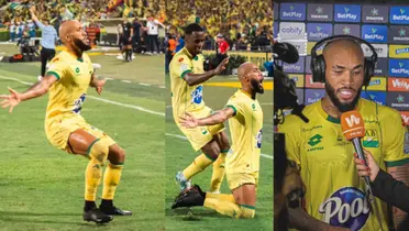 Fredy Hinestroza celebrando el gol que le hizo a Santa Fe