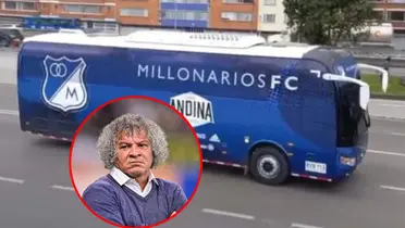 Gamero bajo del bus a una estrella de Millonarios (Foto tomada de Semana y Distrito Azul)