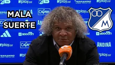 Gamero con una baja en Millonarios FC. Foto tomada de captura de pantalla rueda de prensa DIMAYOR.