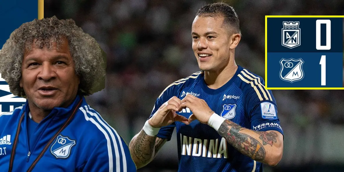 Gamero tiene de hijo a Nacional y la reacción tras gol de Castro con Millonarios (Foto redes Millonarios)