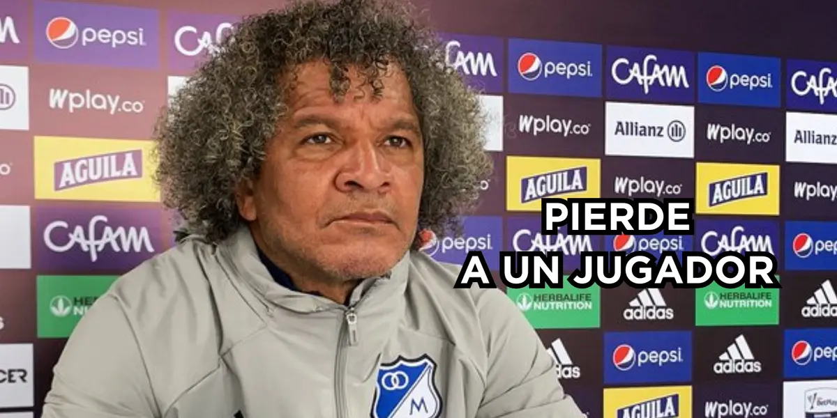 Gamero tiene una baja en Millonarios FC por ahora. Foto de Gamero tomada de Twitter @MillosFCoficial.