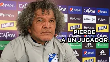 Gamero tiene una baja en Millonarios FC por ahora. Foto de Gamero tomada de Twitter @MillosFCoficial.