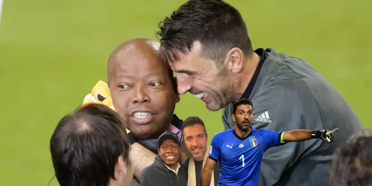 Gianluigi Buffon le da una inesperada noticia a Faustino Asprilla.