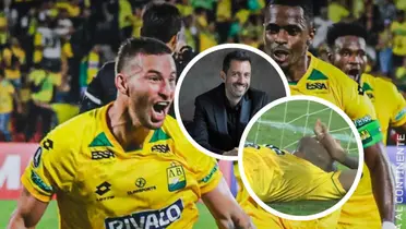 Giralt reaccionó con todo tras el empate agónico entre Bucaramanga y Fortaleza. Foto: Atlético Bucaramanga, X y Captura de ESPN