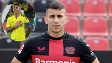 Gustavo Puerta con la camiseta de Bayer Leverkusen
