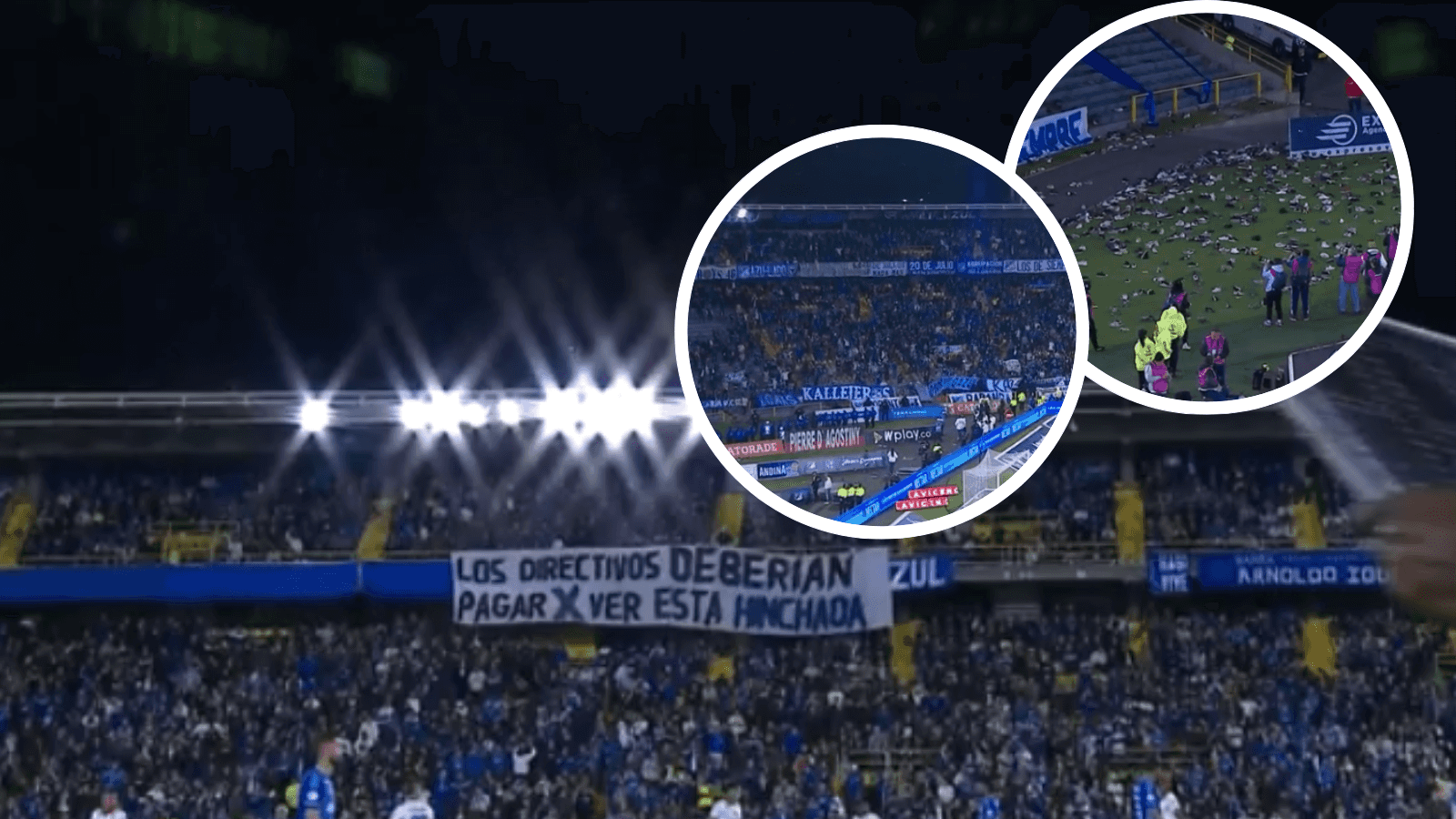 Hace instantes, los incidentes en El Campín en el Millonarios vs Unión Magdalena Foto: Captura de Win Sports