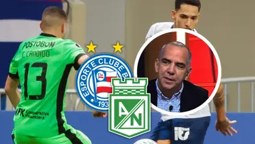 Henao se quebró en vivo tras ver cómo Nacional fue superado por Bahía. Foto: Bahía, Captura de ESPN y Escudoteca