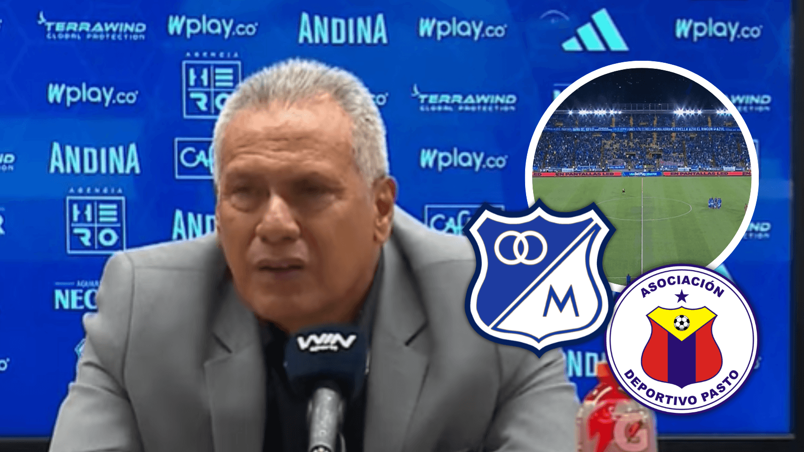 Hernán Torres y el mensaje a los hinchas de Millonarios tras acercarse a los 8 Foto: Captura de Dimayor, Win y Escudoteca