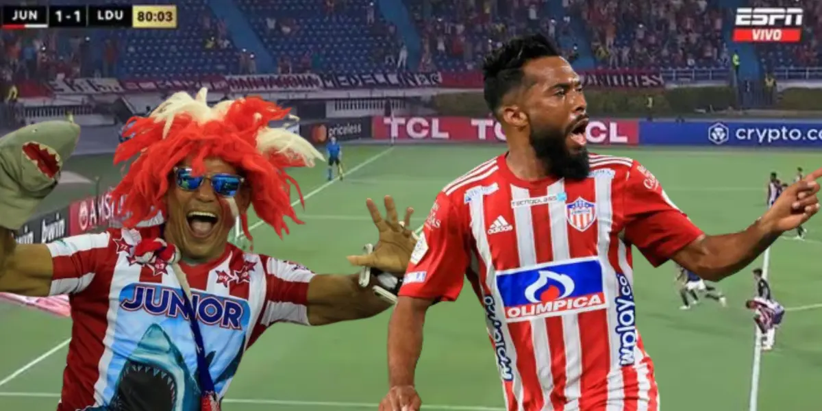 Hincha del Junior, al lado Luis Daniel González. FOTO: ESPN y La República