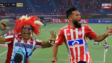 Hincha del Junior, al lado Luis Daniel González. FOTO: ESPN y La República